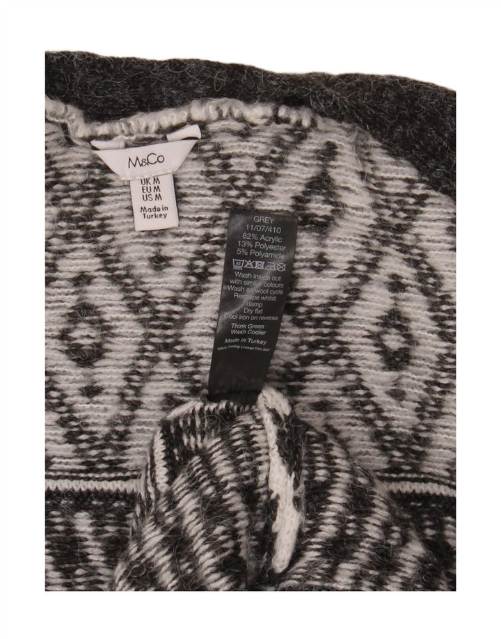 M&CO Suéter tipo cárdigan abierto para mujer Reino Unido 44 Gris medio Argyle/Diamante Acrílico