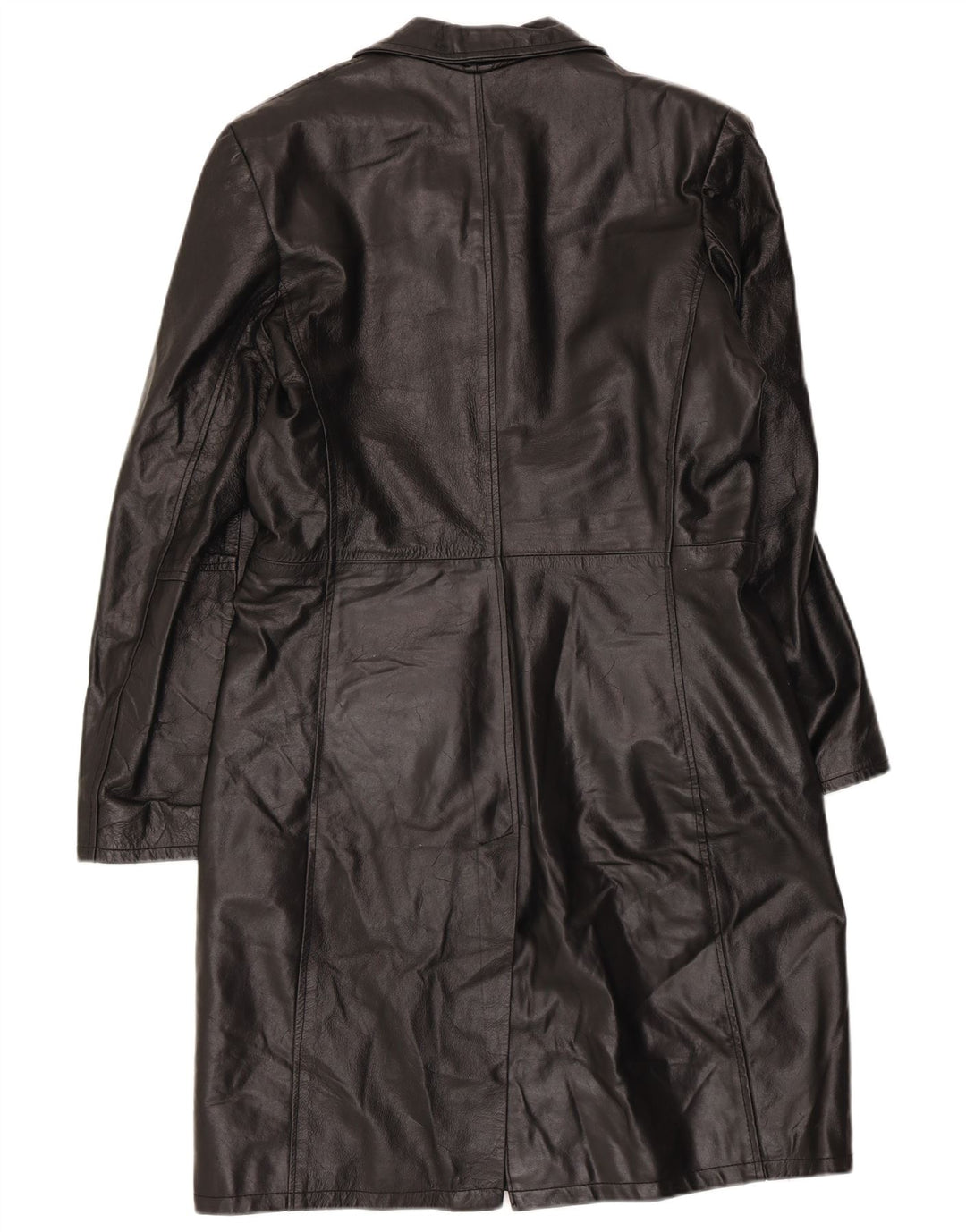 Vintage mujer cuero abrigo Reino Unido 18 XL cuero negro