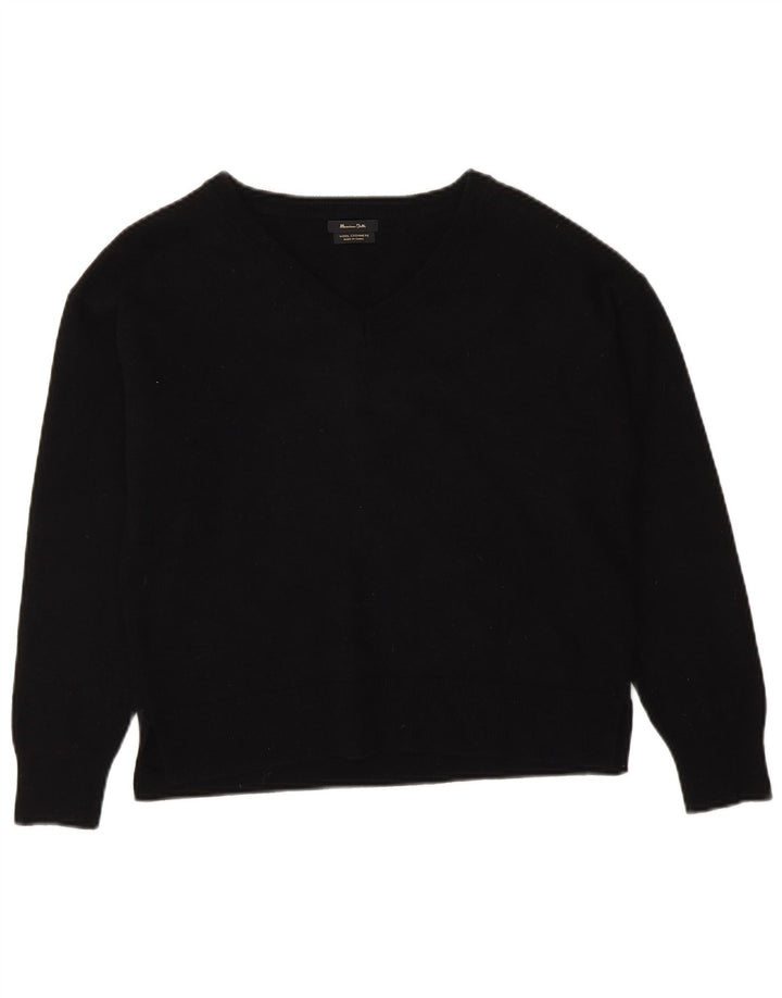 Massimo Dutti Jersey con Cuello en V para Mujer UK 44 Mediano Lana Negra