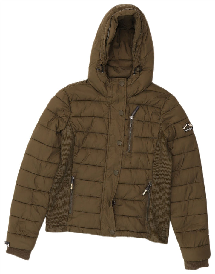 SUPERDRY Chaqueta acolchada con capucha para mujer UK 46 Large Khaki Nylon