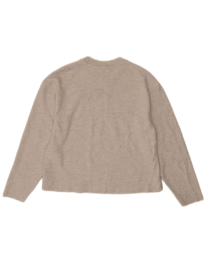 ZARA Jersey extragrande con cuello barco para mujer UK 10 Small Beige Poliéster