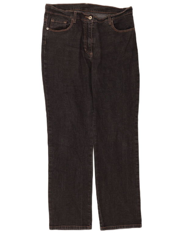 Marks & Spencer Vaqueros Rectos para Mujer UK 40 Grande W34 L30 Algodón Negro