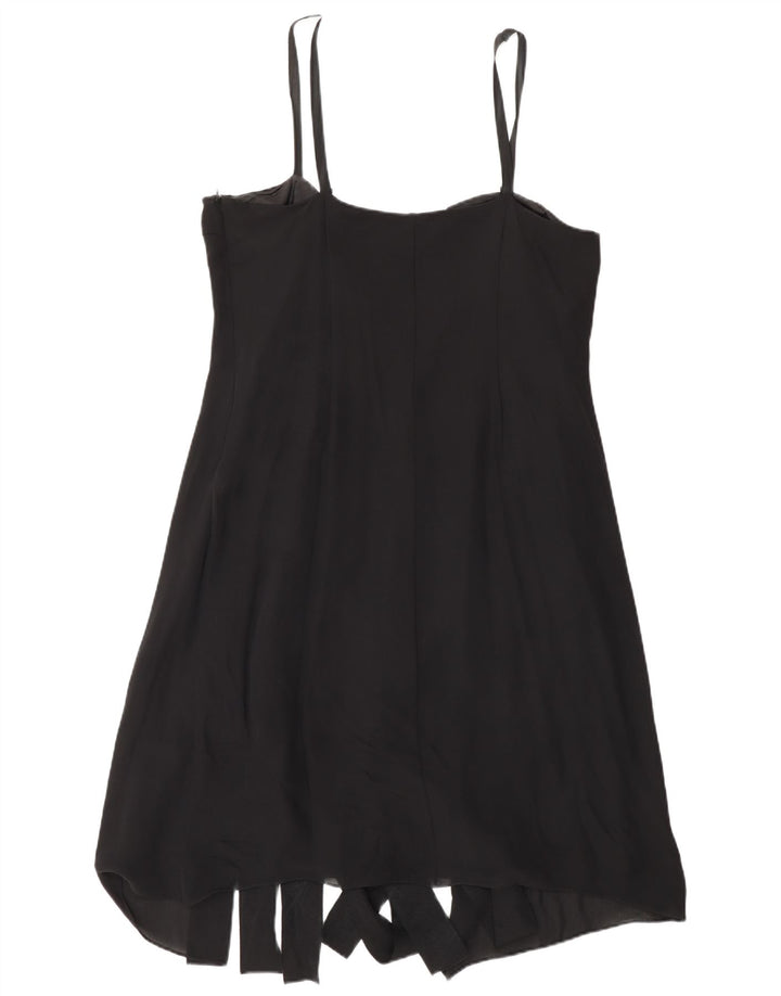 Fenn Wright Manson Vestido acampanado para mujer UK 46 Grande Seda negra