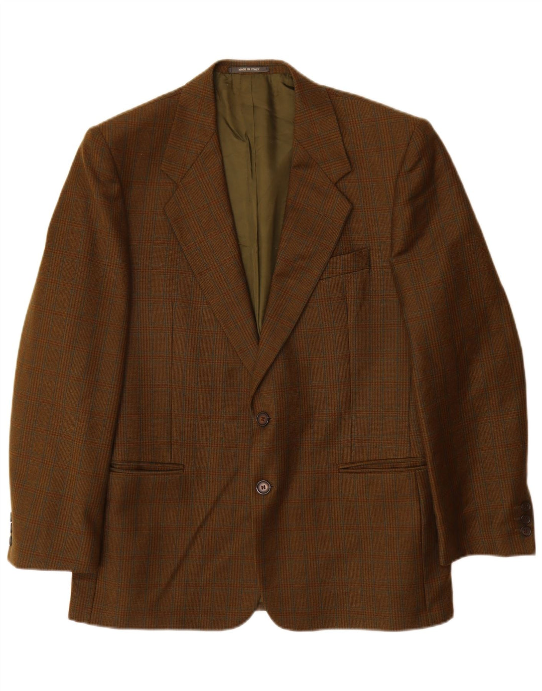 VINTAGE Chaqueta Blazer de 2 botones para hombre Reino Unido 38 Pata de gallo marrón medio