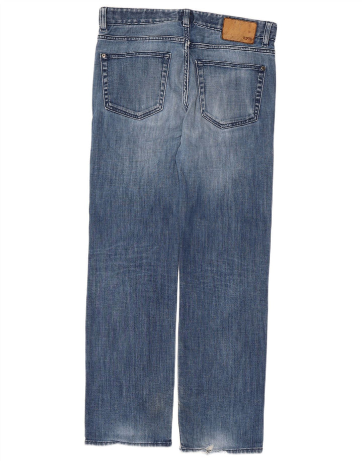 Hugo Boss Vaqueros rectos elásticos para hombre W34 L29 Azul