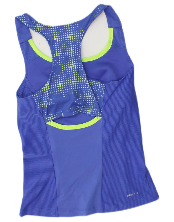 NIKE Womens Dri Fit Vest Top UK 10 Small Blue