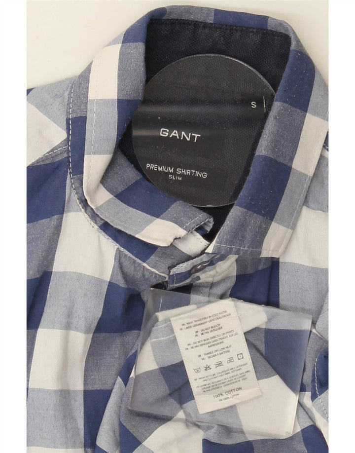 Camisa Gant Slim De Algodón A Cuadros Azul Pequeño |