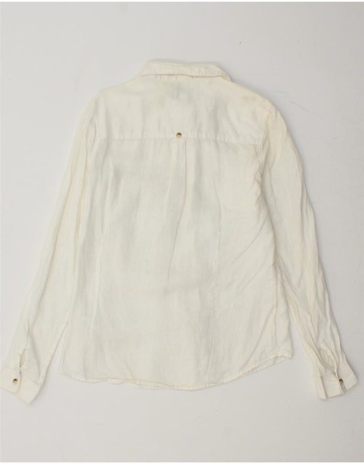 FAT FACE Camisa para Mujer UK 40 Mediana Lino Blanco Roto