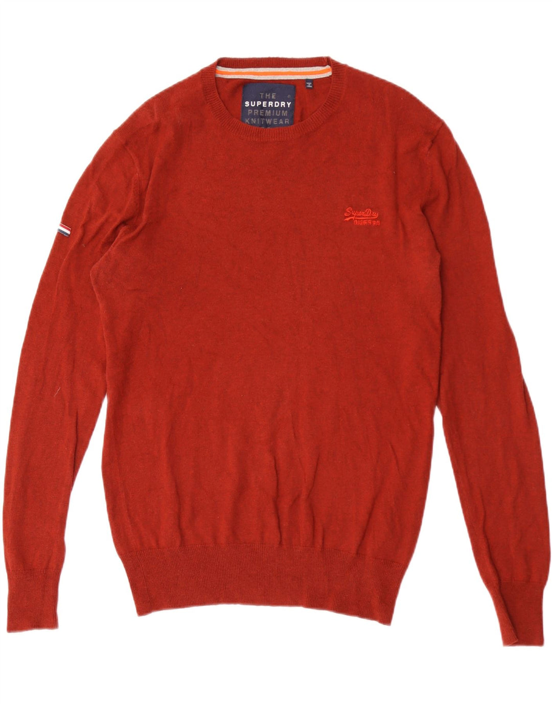 SUPERDRY Jersey de cuello redondo para hombre de algodón granate medio
