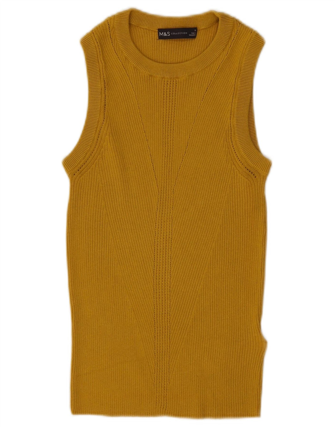 Marks & Spencer Top sin mangas para mujer UK 10 Small Viscosa amarilla