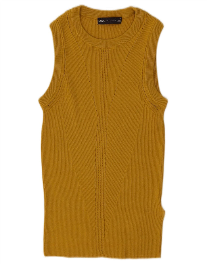 Marks & Spencer Top sin mangas para mujer UK 10 Small Viscosa amarilla