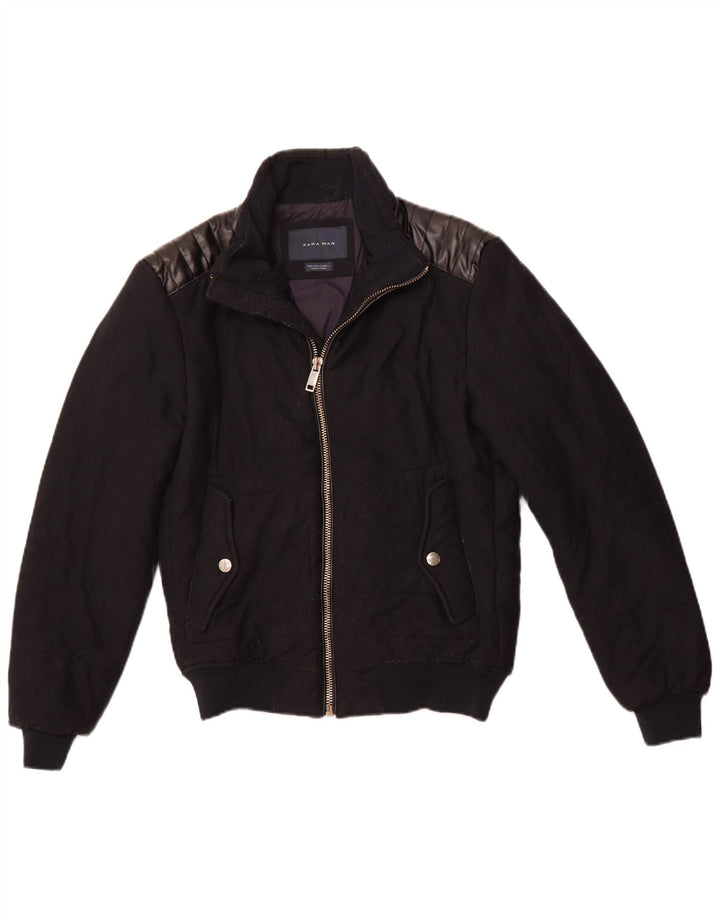 ZARA Chaqueta Bomber para Hombre UK 36 Small Azul Marino Poliéster