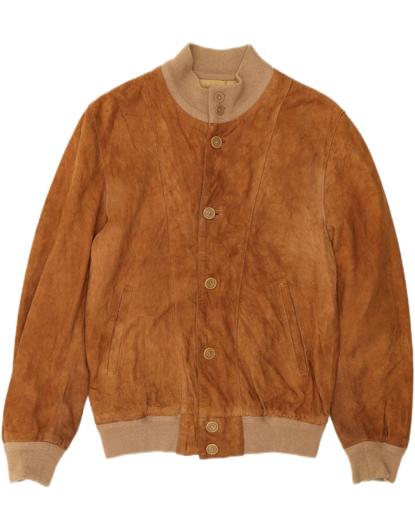 VINTAGE Chaqueta bomber de ante para hombre Reino Unido 36 Pequeño Beige