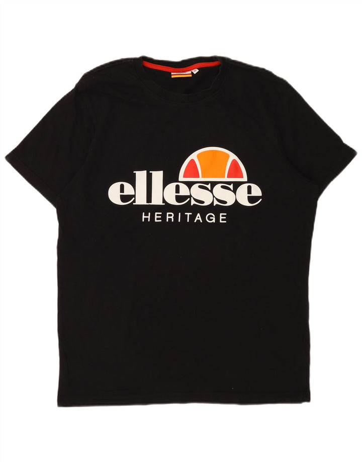 Ellesse - Camiseta gráfica para hombre, talla mediana, algodón negro