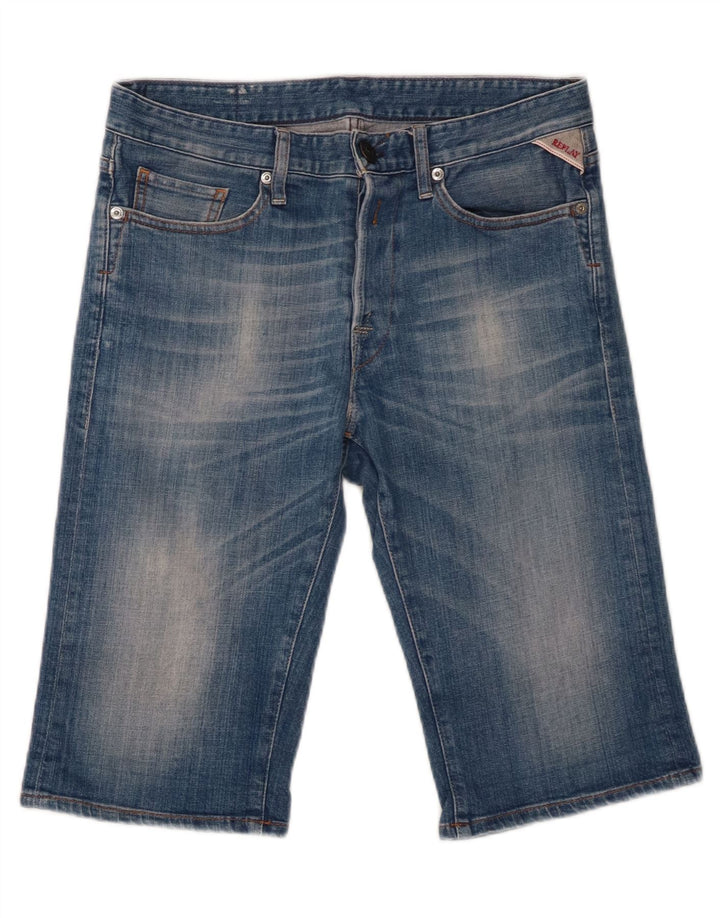 Replay Shorts De Mezclilla Hombre W30 Algodón Azul Medio