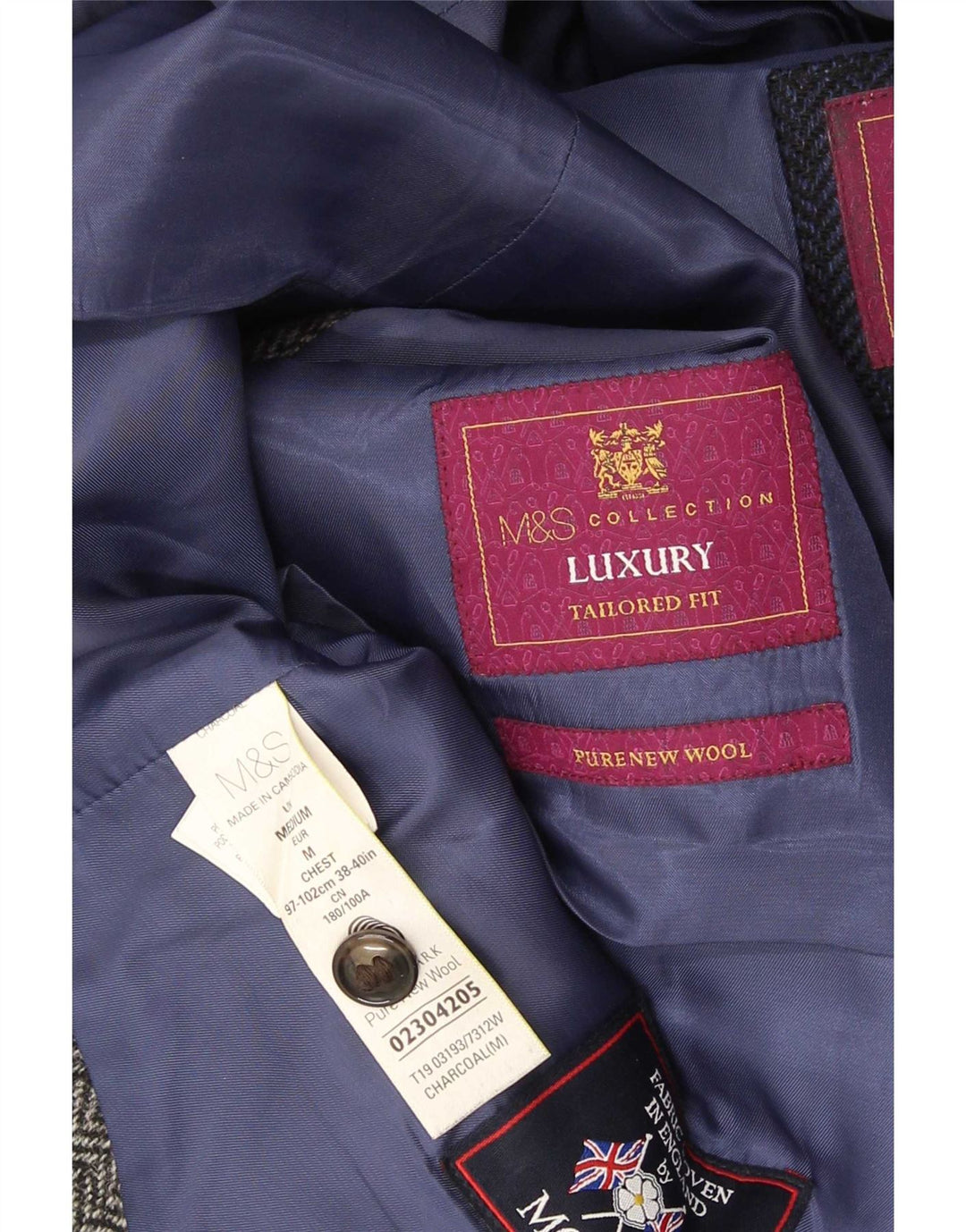 Conjunto de piezas de corte entallado para hombre Marks & Spencer en espiga gris medio