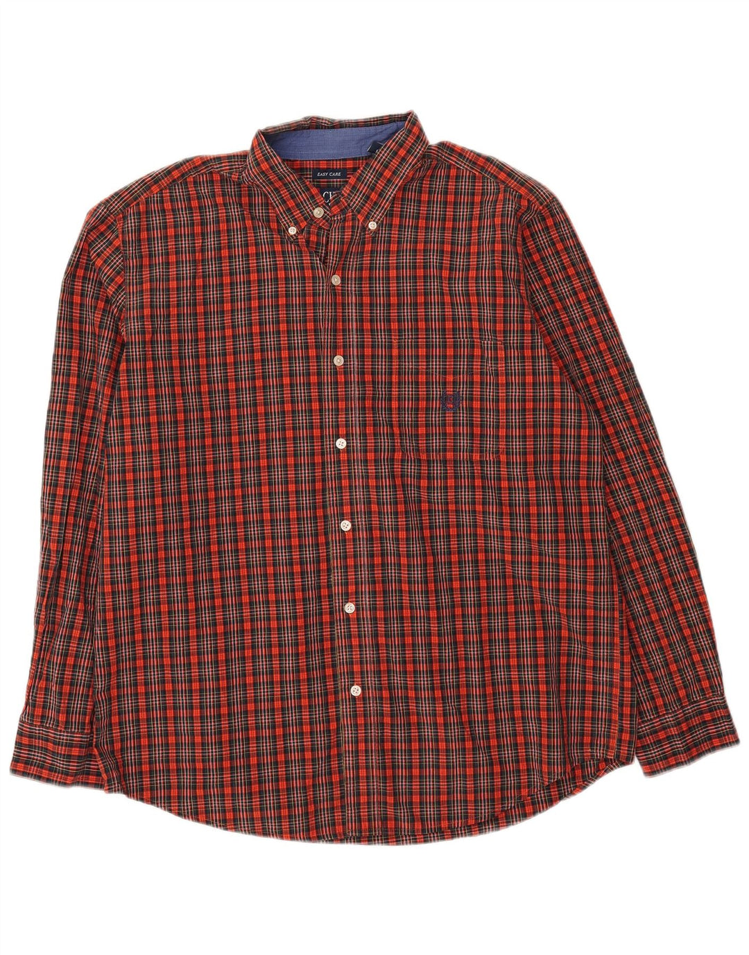 Chaps Camisa para hombre grande de algodón a cuadros naranja