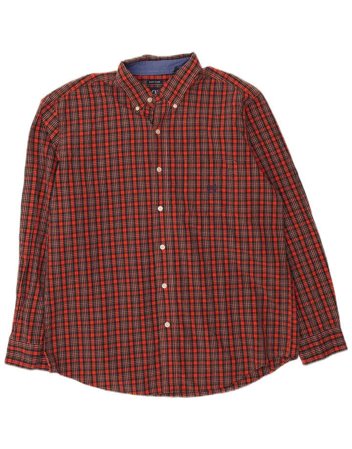 Chaps Camisa para hombre grande de algodón a cuadros naranja