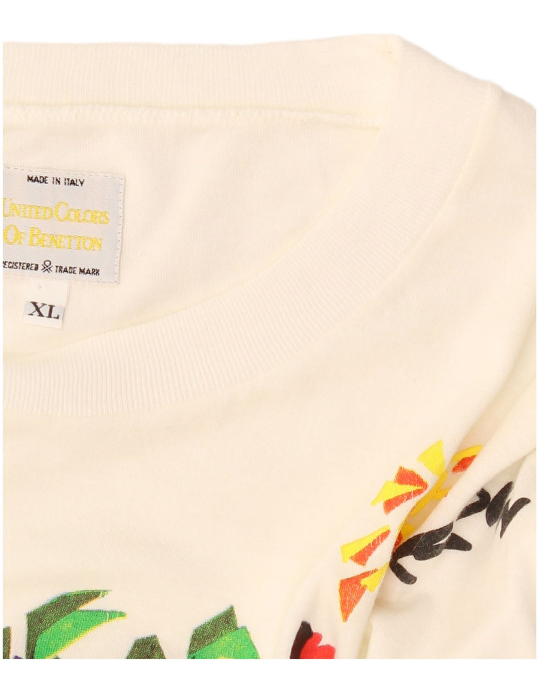 BENETTON Camiseta gráfica para hombre Top XL Off White