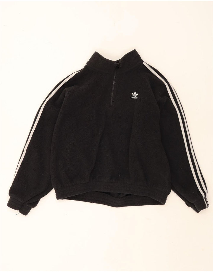 Adidas - Jersey de forro polar extragrande con cuello y cremallera para mujer, talla 10, poliéster negro pequeño