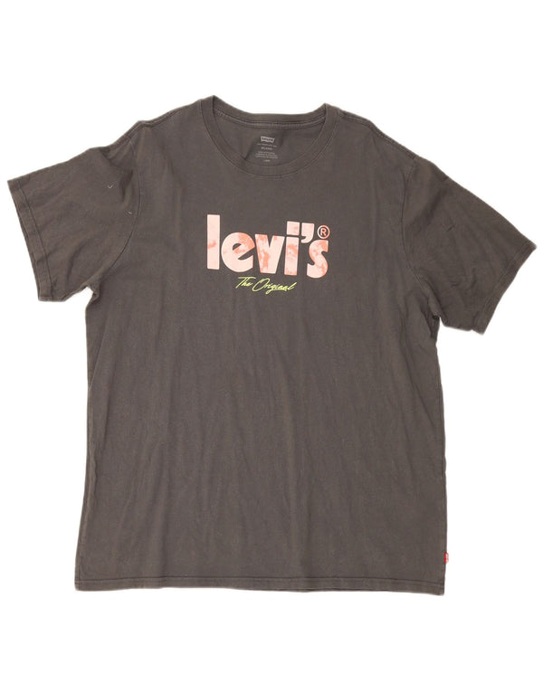 Levi's Camiseta con gráfico relajado para hombre Top grande de algodón gris