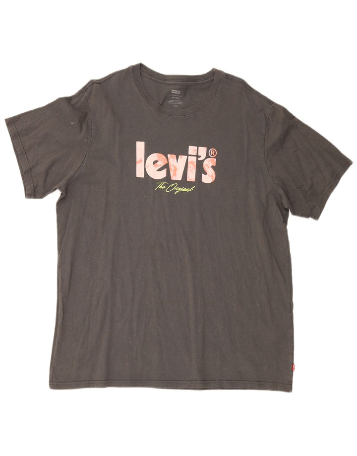 Levi's Camiseta con gráfico relajado para hombre Top grande de algodón gris