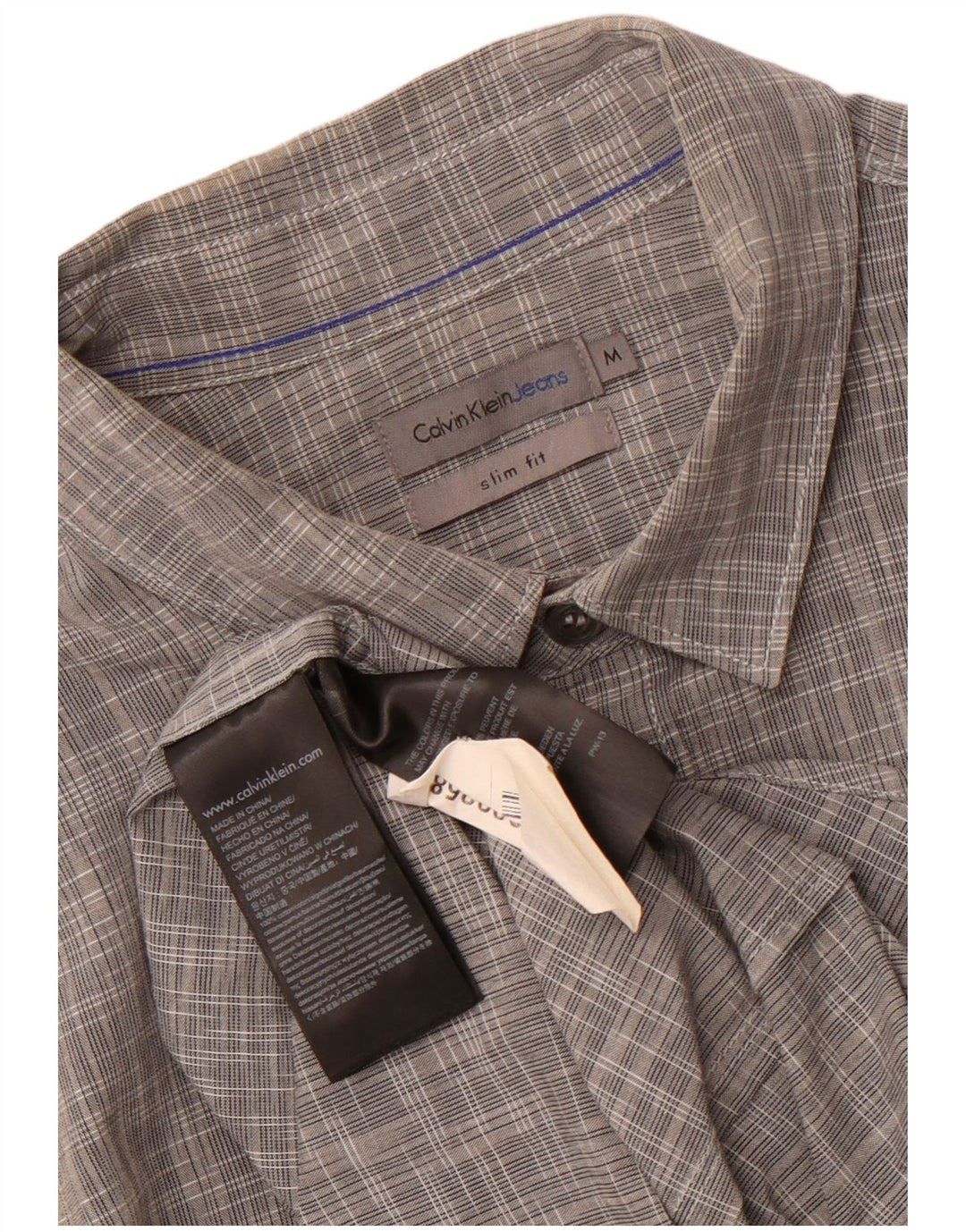 Camisa Calvin Klein Jeans Hombre Slim Fit Algodón Moteado Gris Medio