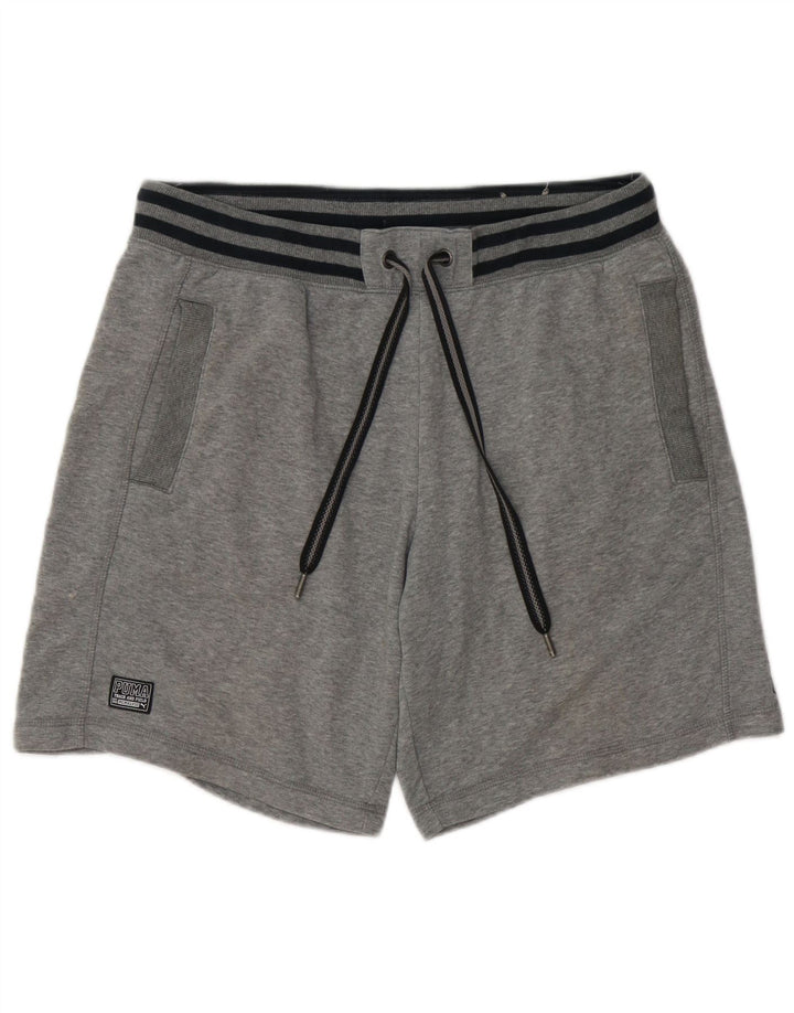 Puma Pantalones cortos deportivos gráficos para hombre de algodón gris grande