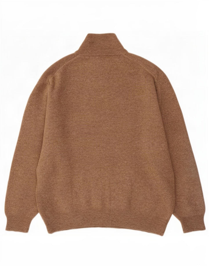 Kappa Mens Zip Neck Jumper Sweater 2XL Lana Marrón