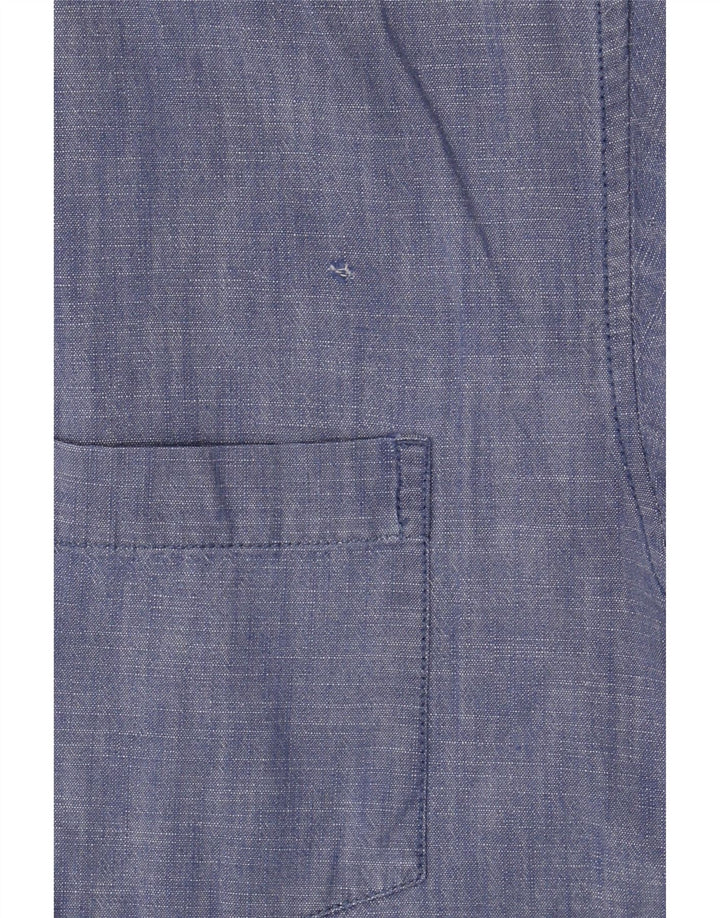 Camisa Vintage Hombre Algodón Azul Medio