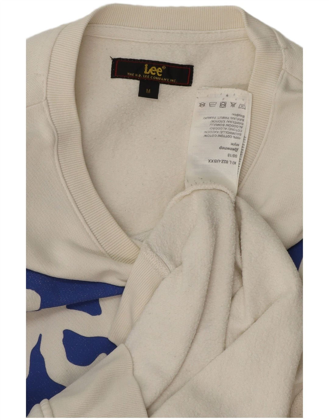 LEE Mens Graphic Sweatshirt Jumper Medium White Cotton