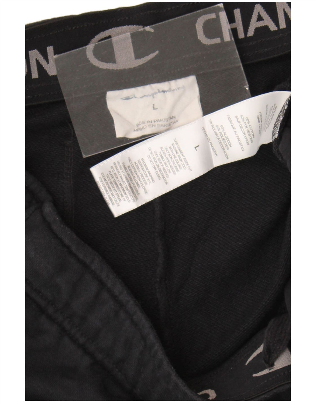 Champion Pantalones cortos deportivos para hombre, tamaño grande, algodón negro