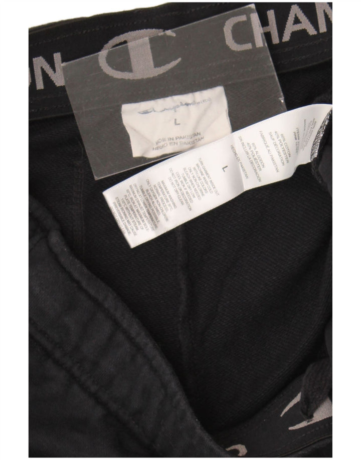 Champion Pantalones cortos deportivos para hombre, tamaño grande, algodón negro