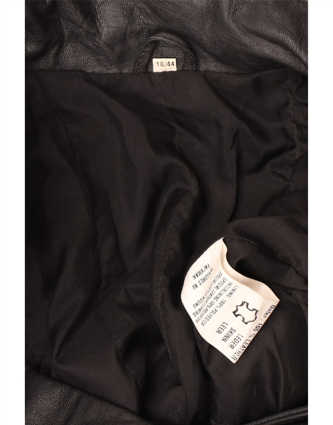 VINTAGE Abrigo de cuero para mujer Reino Unido 18 XL Cuero negro