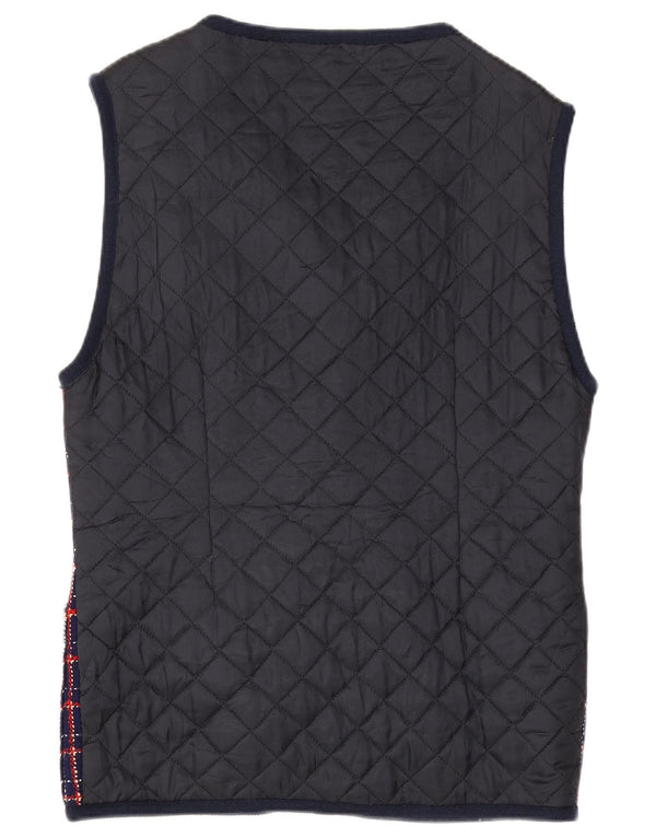 Vintage mujer longline chaleco Reino Unido 14 grande azul marino cheque