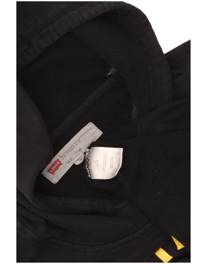 Levi's Jersey con capucha gráfica para hombre, tamaño grande, algodón negro