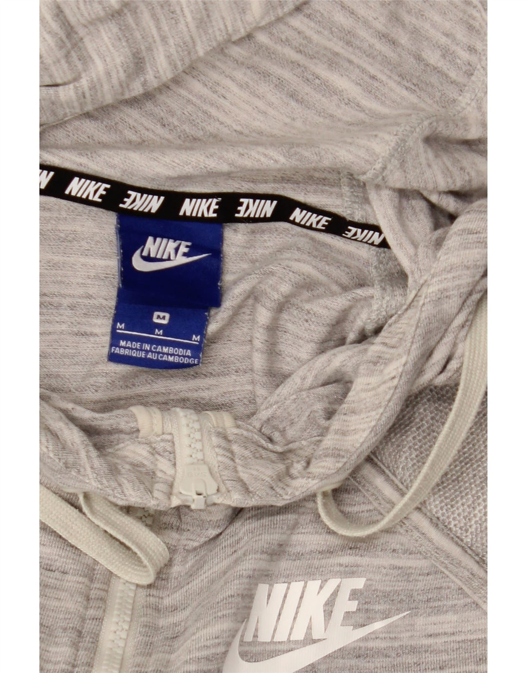 NIKE Sudadera con capucha y cremallera para mujer, talla 44, color gris medio a rayas