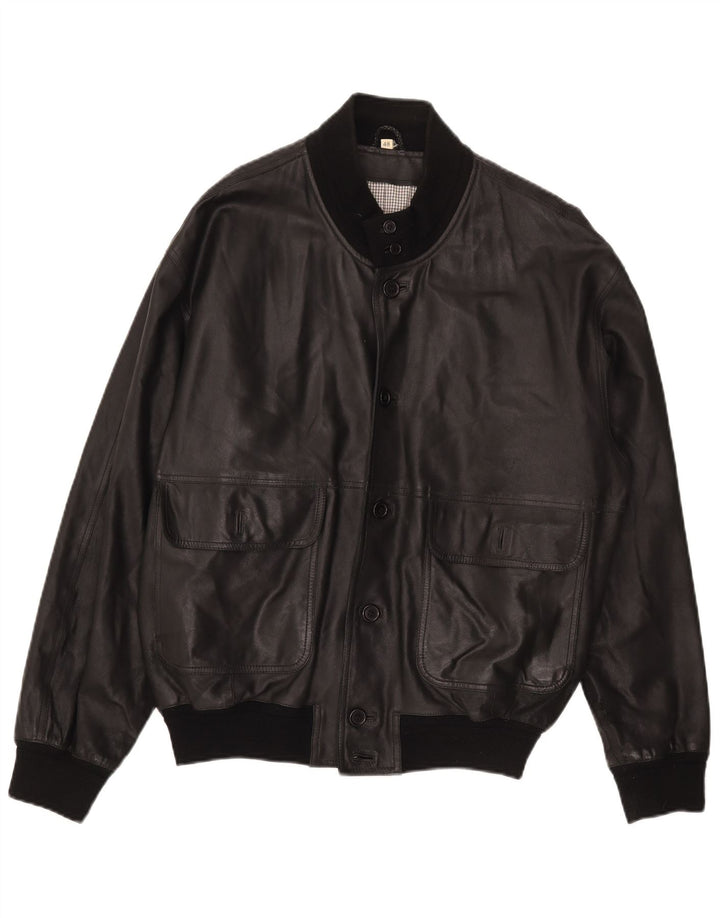 Chaqueta de cuero vintage para hombre IT 48 Medio Negro