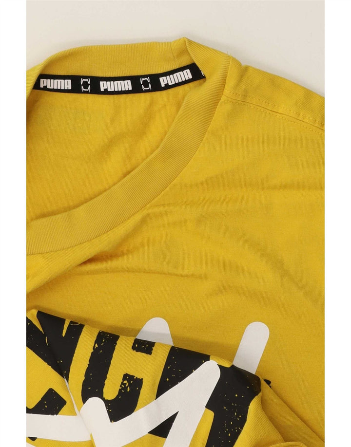 Puma Mens Don't Flinch Regular Graphic Camiseta Top Pequeño Amarillo
