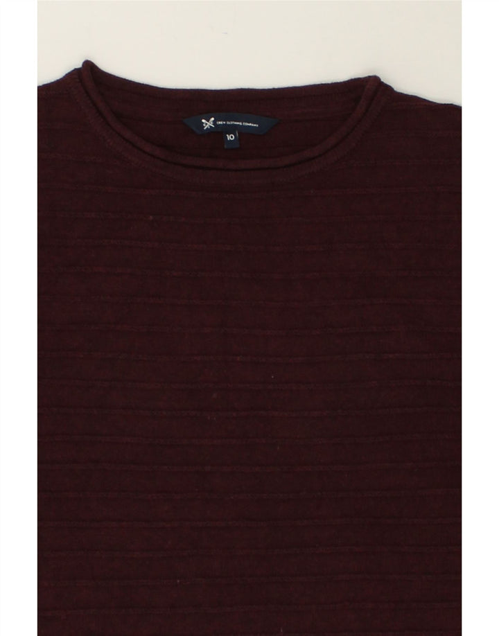 CREW CLOTHING Womens Crew Neck Jumper Sweater US 10 Large Burgundy Striped | Vintage Crew Clothing | Thrift | Second-Hand Crew Clothing | Used Clothing | Messina Hembry 
