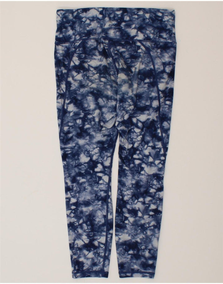 ATHLETA Womens Leggings UK 14 Medium  Navy Blue Tie Dye Polyester Vintage Athleta and Second-Hand Athleta from Messina Hembry 