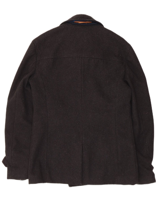 Superdry Chaquetón para hombre, talla 38, lana negra mediana