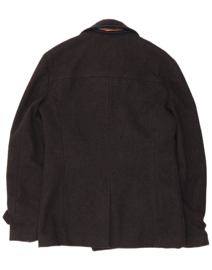 Superdry Chaquetón para hombre, talla 38, lana negra mediana
