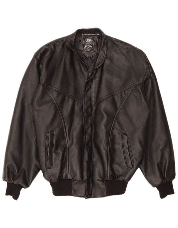 Pervin Chaqueta de cuero para hombre UK 42 XL Negro