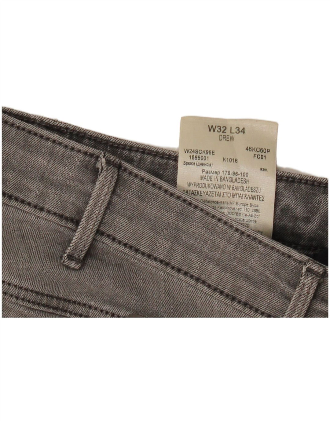 Vaqueros Wrangler Drew Straight para Mujer W32 L34 Algodón Gris