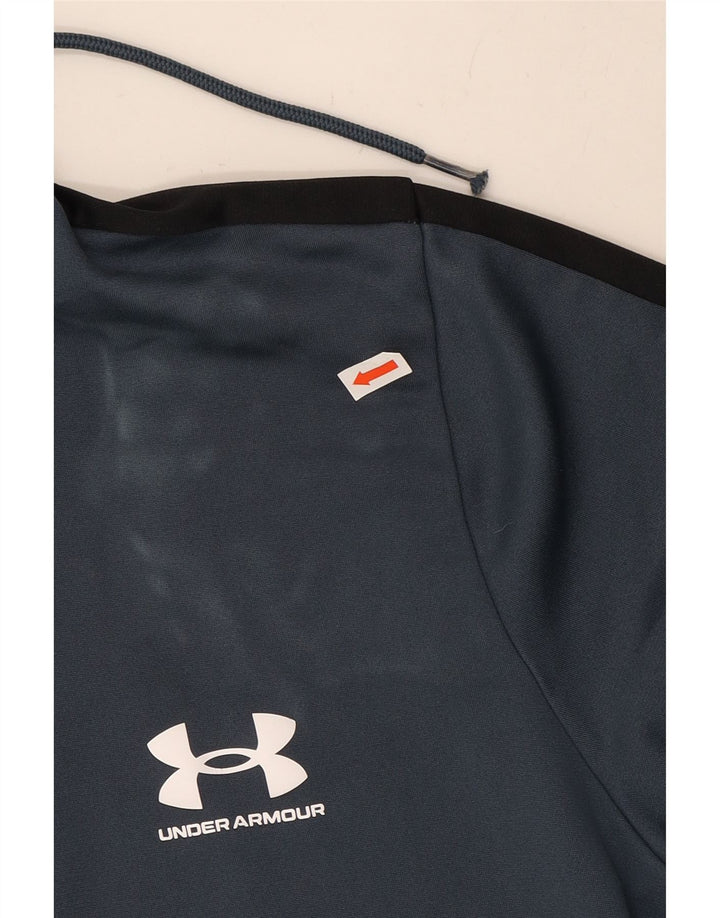 UNDER ARMOUR Mens Fitted Zip Hoodie Sweater Large Blue Colourblock