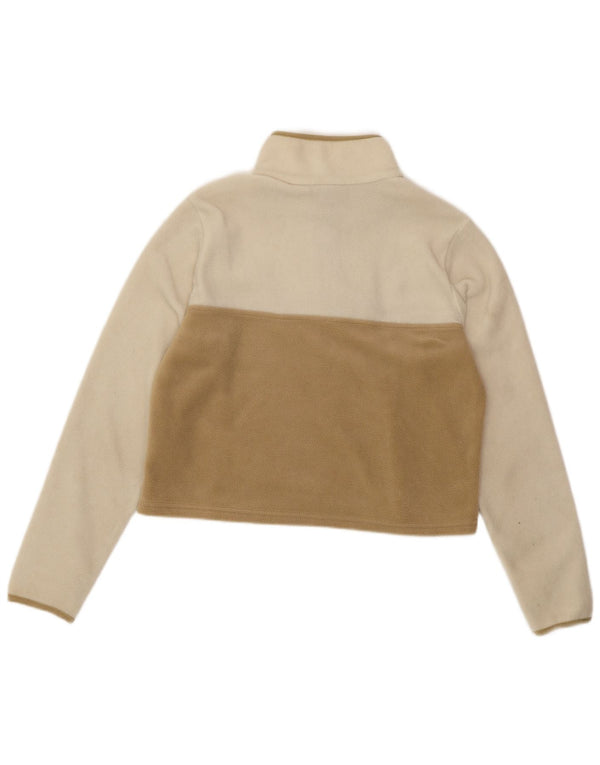 COLUMBIA Jersey corto de forro polar para mujer UK 44 Mediano Blanco Colorblock