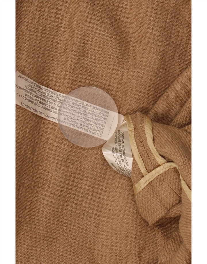 Massimo Dutti Chaqueta Americana Abierta Manga 3/4 para Mujer UK 46 Large Lino Marrón