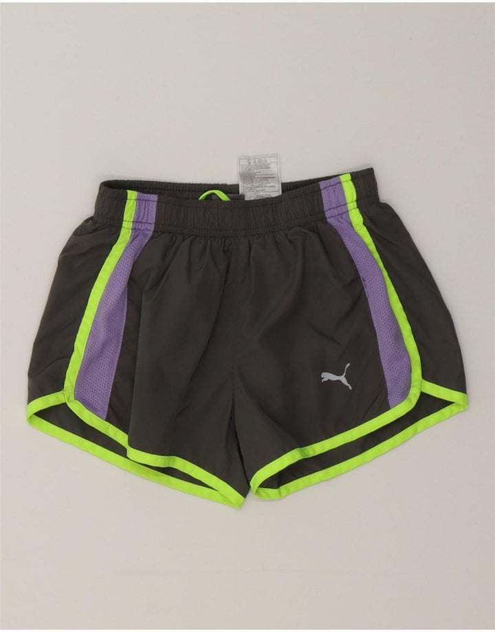 Puma Pantalones cortos deportivos para niña 6-7 años Pequeño gris Colorblock Poliéster