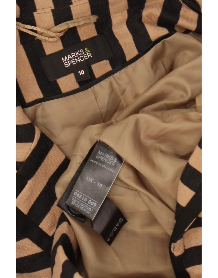 Marks & Spencer Chaqueta Corta para Mujer UK 10 Small Beige Rayas